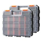 MIXPOWER 34-Compartment Double Sided Organizer with Impact Resistant Polymer and Customizable Removable Plastic Dividers, storage and carry, Black/Orange, 2 PCS-Pack