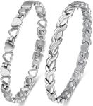 Cigmag 2PCS Magnetic Bracelets for Women Adjustable Titanium Steel Magnetic Bracelet with Strength Magnets Sizing Tool and Present Box