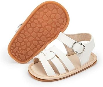 Babelvit Infant Baby Girl Boy Sandals Comfort Premium Summer Outdoor Casual Beach Shoes with Flower Bowknot Anti Slip Rubber Sole Newborn Toddler Prewalker First Walking Shoes, 104 White, 0-6 Months Infant
