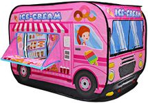 deAO Ice Cream Truck Foldable Tent –Children House Indoor Outdoor Play Toy Gift for Girls Boys 3 4 5 Years Old, Pink