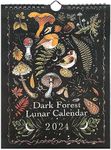 Dark Forest Lunar Calendar 2024-1/2pcs Colorful Monthly Wall Calendar with 12 Illustrations, Dark Forest Hanging Calendars, Black Animals Calendar Moon Phase Calendar 2024 for Home, Off-ice