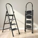 Plantex Steel 4 Step Ladder for Home/Wide Anti Skid 4 Step Ladder Foldable/5 Year Manufacturer Warranty by Plantex (Gray & White)