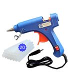 VCR 20W Hot Melt Glue Gun for Crafting & DIY Purpose - 20 Watts - ON/Off Switch for Precise Glue Output - Easy To Use Blue Glue Gun + 20 Transparent - 7mm Glue Sticks - VCR 20 Mini