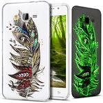 Galaxy Grand Prime Case,Galaxy Grand Prime Cover,ikasus Ultra Thin Soft TPU Case,Art Painted Luminous Soft Silicone Rubber Case,Crystal Clear Soft Silicone Back Cover for Galaxy Grand Prime,Feather