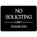 No Soliciting Sign (5 x 3.5 in Black Acrylic) - No Soliciting Sign for House - No Soliciting Signs for Home - No Soliciting Sign for Business - No Solicitation Sign for Front Door - No Solicitors Sign for Front Door - No Silication Sign for Home
