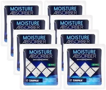 Zarpax Moisture Absorber Sachets Activated Charcoal 1.4 oz - Remove Excess Moisture In Air & Odor - Desiccant Dehumidifier for Closet, Drawer, Safe, Storage - Dampness & Humidity Control - Set of 8