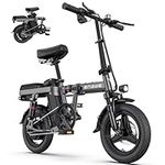 ENGWE MTB Electric Folding Bike for Adults and Teenagers, 14 Inch Fat Tire Mini Ebike, Urban City Commuter, Removable Battery 48 V 10AH, 4 Shock Absorbers, Riding Comfort