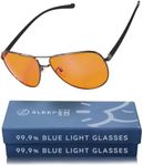 Sleep ZM Aviator 99% Blue Light Glasses for Computer, TV, Gaming Improve Sleep by Naturally Producing Melatonin for Women + Men