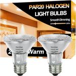 Vannise PAR20 Flood 39W 120V 480 Lumens, High Output PAR20 Halogen Light Bulb Warm White 2800K, 39W PAR20 Dimmable with E26 Base, Long Lasting PAR20 Flood Light Bulb for Replacement Range Hood Bulbs