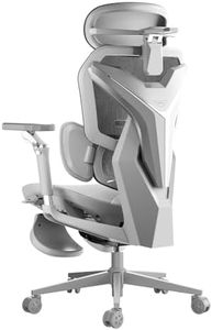 AutoFull G7 Ergonomic Office Chair, 3-Zone Dynamic Lumbar Support, 360° Armrests, CloudTech Mesh, 140° Recline, Footrest, Detachable Back Armor, Desk Chair for Office & Gaming, White