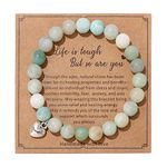 SBI Jewelry Women Green Crystal Stone Heart Love Charm Bracelet Beaded Stranded Wrap Natural Spiritual Relief Energy Support Birthday Anniversary