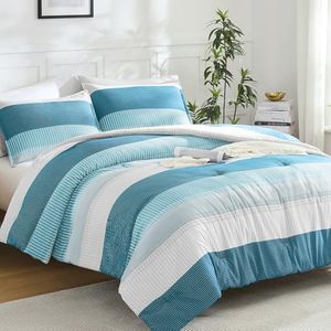 Litanika Queen Comforter Set White Teal - 3 Pieces Lightweight Fluffy Bedding Comforter Sets, All Season Down Alternative Comforter (1 Comforter, 2 Pillowcases) Teal Grey