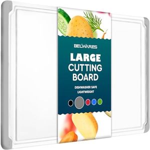 Large Cutting Boards for Kitchen - Dishwasher Safe Non-Slip Cutting Boards with Juice Grooves, Easy Grip Handles - Large and Thick Chopping Board Grey