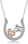 ITESSY Silver Girl and Horse Pendant Necklace for Girls, Sterling Silver Horse Necklace for Girls Women, Horse Gifts for Girls Jewellery Gifts for Horse Lovers Granddaughter Niece, Sterling Silver