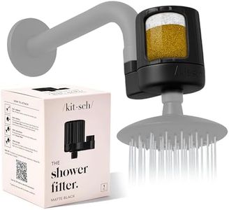 Kitsch Shower Head Filter for Hard Water - Water Softener for Shower, Hardwater Filter for Showerhead, Improves Hair,Nails & Skin, Removes Chlorine, Heavy Metals & Other Harmful Substances - Black