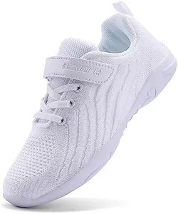 FUQIAO Girls All White Cheerleading Shoes Lightweight Cheer Sneakers for Women Breathable Dance Shoes White 2 Little Kid