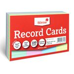 Silvine 5x3" Multi-coloured Record Cards - Lined with headline, 100 cards per pack. Ref 553AC (127 x 76mm)