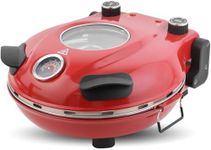 Klaif Electric Pizza Oven, Visible Glass Window, 4-minites Pizza Maker with 31cm Ceramic Stone, 5 Temp Settings 420°C Max, 1200W Red