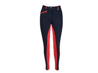 Avon Equine Women's Cotton/Lycra Horse Riding Jodhpurs with Front Pocket Ladies Soft Stretchy Two Tone Jodhpurs Jods Pants (28, Navy/Red)