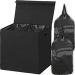 SimpleHouseware Double Laundry Hamper with Lid and Removable Laundry Bags, Black