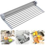 Roll Up Over The Sink Dish Drying Rack Dish Drainer for Kitchen Counter Sink Drying Rack Dish Drying Mat Folding Dish Rack Kitchen Sink Organizer Home Essentials (20.5"x15.7")