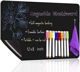 UCMD Magnetic Chalkboard for Fridge with 8 Color Chalks, Dry Erase Blackboard Calendar,Menu Planner Board (12 * 8")