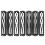 Hooke Road Wrangler Grill Mesh Inserts Front Grille Guard Cover Clip-in Matte Black for 1997-2006 Jeep Wrangler TJ & Unlimited (Pack of 7)