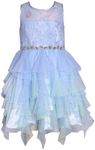 Bonnie Jean Girls 3M-16 Sequins Bodice Fairy Hem Mesh Dress, Blue-mint, 6X