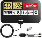 TV Aerial Indoor 250+ Miles Long Range Reception, Amplified HD TV Antenna for Freeview TV Support 4K 1080P Local TV Channels with Booster & 13ft Coax Cable