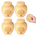 Small Keepsake Urns for Human Ashes Set of 4,Mini Urns for Ashes Made of Bamboo with Tree of Life Pattern Engraved,Small Cremation Urns for Human Ashes Adult Male Female