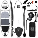 TIGERXBANG Stand Up Paddle Boards 10'6" x 32" x 6" with Premium SUP Board Accessories, Inflatable Paddle Boards for Adults/Kids with Double-Bladed Paddle, Kayak Seat, Defender-Pro Black