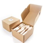 DIN'SONS 300 pcs Disposable Wooden Cutlery Set | Eco Friendly Biodegradable Compostable | Used for Party Wedding Picnic | Wooden Spoon 100, Forks 100, Knives 100