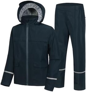 Dekomere Kids Rain Suit Gear Boys Girls Youth Raincoat Jacket and Pants Set Waterproof Breathable Adjustable Hood Flap Pocket