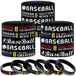 36 Pcs Baseball Motivational Silicone Wristband Baseball Bracelets Baseball Party Favors Baseball Gifts for Boys Kids Sports Prizes Birthday Party Supplies Goodie Bag Stuffers Carnival Events, 3 Style