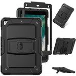 HXCASEAC Case for iPad 6th/5th Generation, Air 2 / Pro 9.7 inch Case with Screen Protector, Built- in Stand, [3-Layer] Shockproof Cover for iPad 9.7 inch 2018/2017/2016/2014, Black