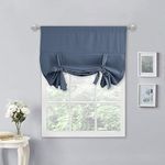 NICETOWN Small Window Curtains, Tie Up Roman Shade Room Darkening Privacy Panels for Bathroom/Bedroom, 34 inches W x 45 inches L, Rod Pocket, Stone Blue