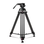 【Tilt Tension Design】 RAUBAY 70.8" Professional Heavy Duty Video Camera Tripod with Fluid Head and QR Plate for DSLR Camcorder, Max Loading 17.6lbs, Aluminum Twin Tube Leg with Mid-Level Spreader DV-1