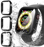 Suoman 3-Pack for Apple Watch Series 6/5/4/SE 44mm Screen Protector Case, [Scratch Proof] Waterproof Tempered Glass Screen Protector for iWatch 6/5/4/SE 44mm-Black+Black+Black