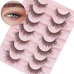 DYSILK Manga Lashes Fake Eyelashes - Eye Lashes Pack 7 Pairs 8D Lashes Faux Mink Eyelashes Long Wispy Fluffy Natural Look False Eyelashes Long Lashes Pack Mink Lashes Soft Reusable |Manga 18mm