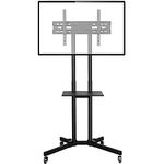 Yaheetech Mobile TV Stand on Wheels for 32”-75” Screens, Height Adjustable Rolling TV Cart Trolly with Tray Holds 50kg, Portable TV Stand with brackets, Max. VESA 600x400mm