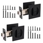 HEYLEAYAR Square Pocket Door Lock for Bed/Bath,2 Pack Door Hardware Privacy Lock(2-3/8" Backset),Sliding Pocket Door Latch,Invisible Hardware Lock for 1-3/8” to 2-1/8” Thickness Door,Matte Black