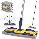 Microfibre Mops for Floor Cleaning - MEXERRIS Hardwood Floor Mops with 4 Washable Mop Pads, Wood Floor Mop with Adjustable Handle Wet Dust Mop Flat Mops for Home Commercial Hardwood Laminate Floors