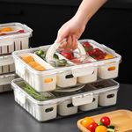 2PC Fruit Storage Containers for Fridge Keep Fresh - Divided Serving Tray with Lid and Handle - Portable Picnic Parties Snackle Box Veggie Tray - Berry Candy Food Snack Organizer Travel (2PC-M)…