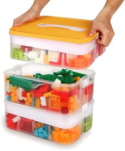 WillingHeart Cajas Almacenaje para Lego Organizadoras Juguetes Infantil Plastico Caixas Arrumação con Tapa 3 Capas Apilables Cajitas Almacenamiento Transparente Cubos de Compartimentos Grande