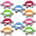 10Pcs Wrist Bells 5 Colors Multicolor Wrist Band Jingle Bells Musical Rhythm Bracelet Foot Ankle Bells Rattles Instrument for Kids Adult Class Party