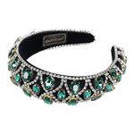 Lurrose Rhinestone Padded Headband Crystal Headbands Diamond Hair Accessories for Women Girl Bride Wedding (Green)