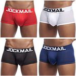 JOCKMAIL 4PCS/Pack Sexy Mens Boxers Shorts Mens Underwear Pack Sexy Mens Boxers Pack (L, White+Black+Navy+Red)