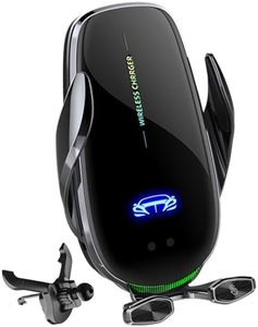 Phone Wireless Charger and Holder, Suit for All Car Vent, Basecn 15W Fast Charger, Auto-Clamping Senser One Hand Operation, Opening Without Power Suppling, Case Friendly(Black)