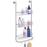 mDesign Shower Hanger Caddy Basket, Metal Bathroom Wall Hanging Organizer Shelf, Built-in Hook, 3 Tier Shelves for Shower Stalls, Holds Shampoo and Body Wash, Extra Large, Omni Collection, Graphite