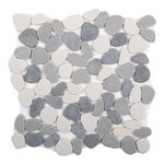 Soulscrafts Pebble Tile, Pebble Bathroom Shower Floor Tile, Mesh Mounted Kitchen Backsplash Patio Garden Wall and Floor Mosaic Tiles Pack of 5 Sheets (Grey with White)